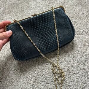 Etra Vintage 60s/70s Genuine Leather Reptile Chain Clutch Bag